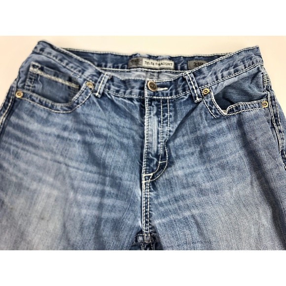 BKE Tyler Straight Medium Wash Jeans Men’s Size 33R X 31 Distressed - Picture 4 of 11
